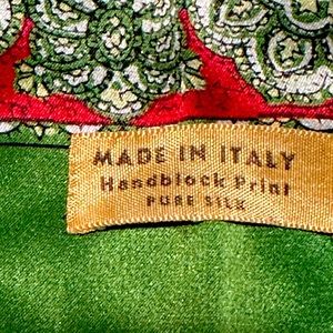Vintage Hand-Blocked 100% Pure Silk Scarf